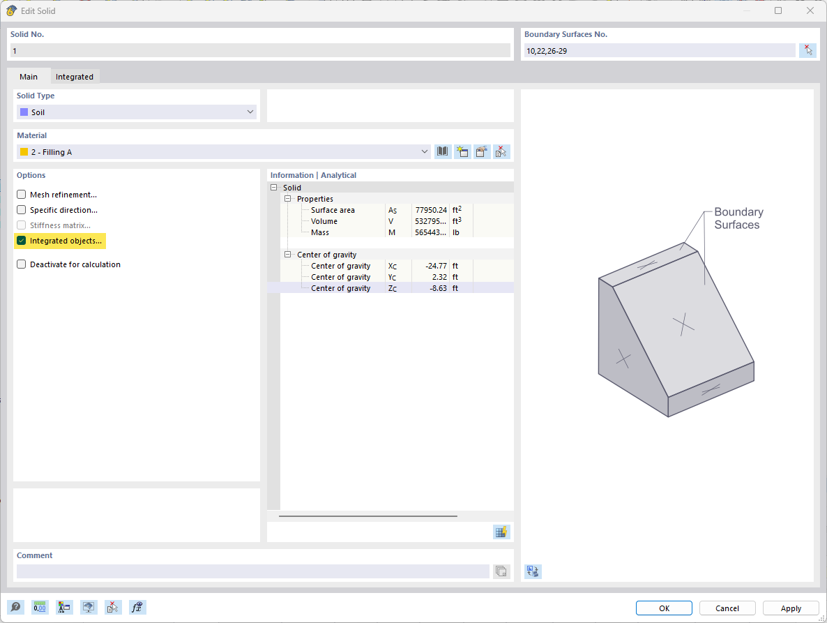 Bryły z celowo zintegrowanymi obiektami do późniejszego określenia zależności siatki