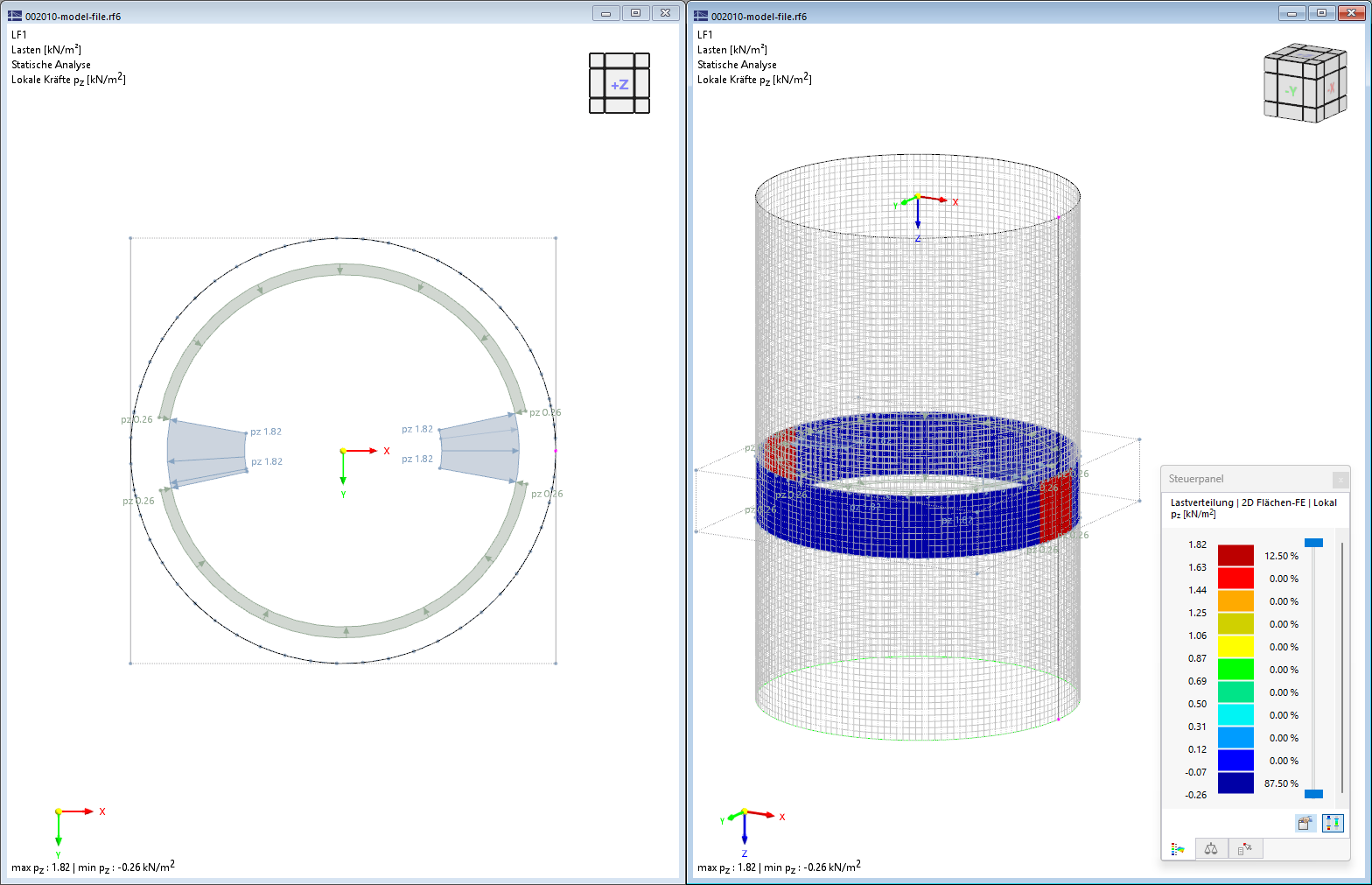 Wprowadzanie obciążeń Dowolne obciążenie prostokątne z rozkładem obciążenia zmiennym wzdłuż obwodu dla obciążenia silosu Obciążenie powierzchniowe Wypełnienie
