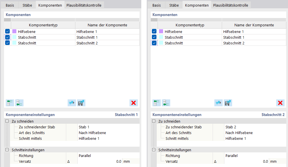 Przycinanie prętów na płaszczyźnie pomocniczej