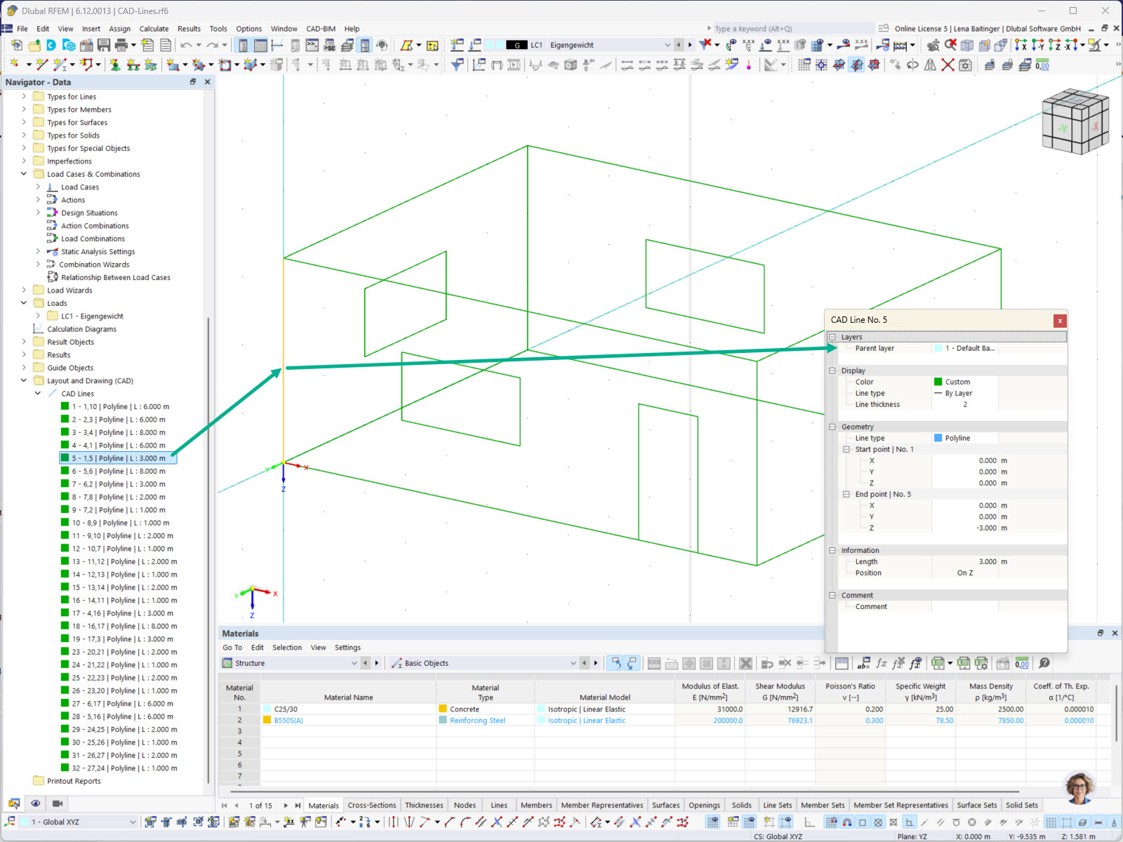 Linie CAD z zarządzaniem warstwami i tworzeniem geometrii w układzie i rysunku rozszerzenia.