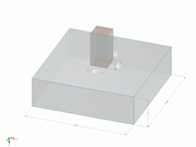 Model 3D fundamentu pojedynczego w RFEM 6 kwadratowego fundamentu ze słupem pośrodku