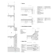 Przekrój zamku Rocchette ukazujący elementy architektonicznego dostosowania i restauracji.
