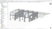 Model 3D hali stalowej ze zbrojonymi fundamentami betonowymi, zaprojektowany przez Blanke + Zollner Ingenieure GmbH, z uwzględnieniem optymalizacji wiatrowej.