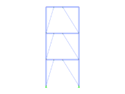 Niesymetryczny system stężeń konstrukcji stalowych o zróżnicowanych kondygnacjach i wysokościach, ilustrujący warianty projektowania konstrukcji.