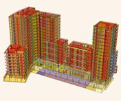 Programa de cálculo estrutural RFEM | Complexo residencial com garagem subterrânea e zonas comerciais em Cracóvia, Polónia