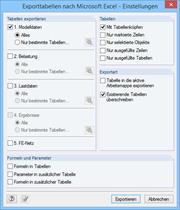 Especificações de exportação para o MS Excel