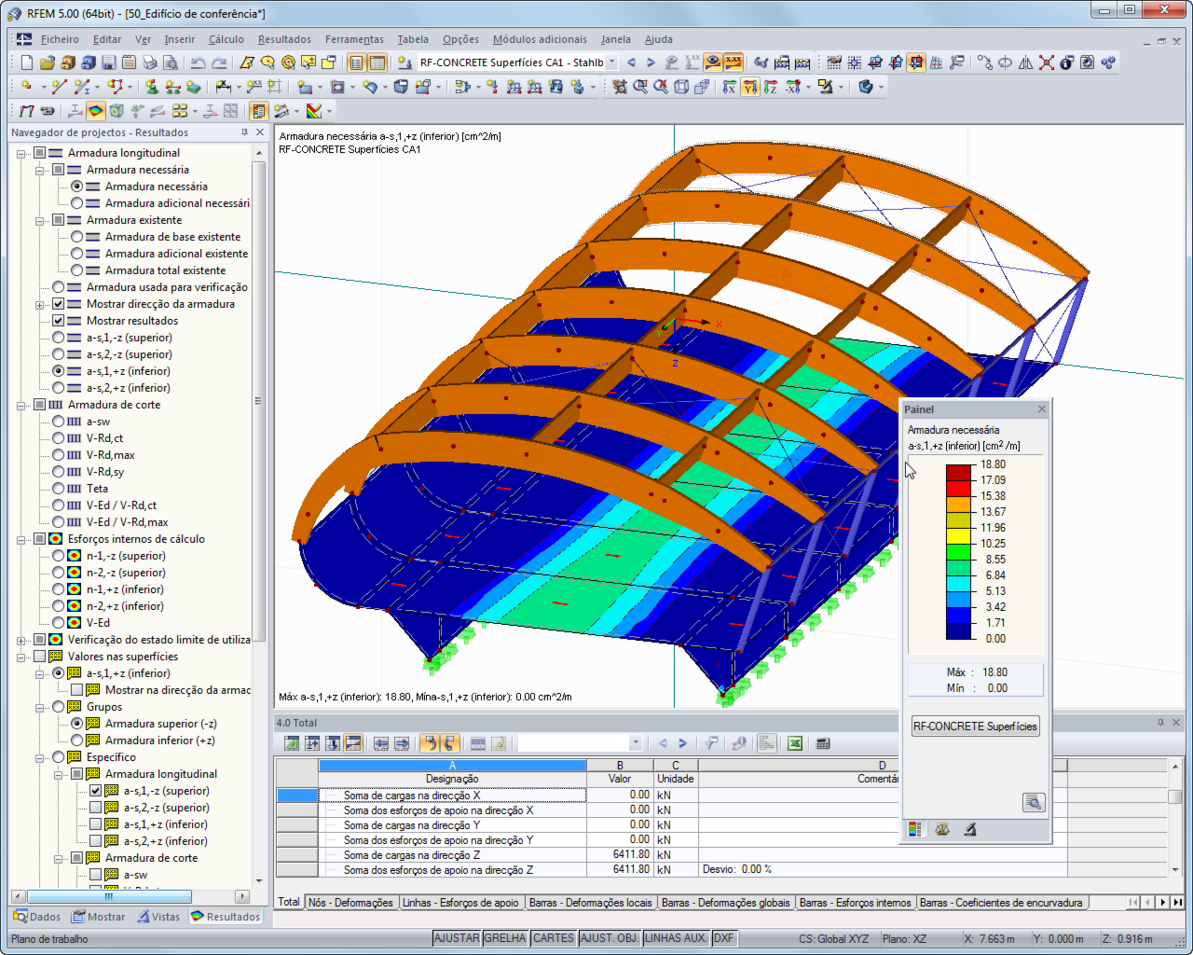 Armadura necessária de acordo com o Eurocódigo 2 no RFEM
