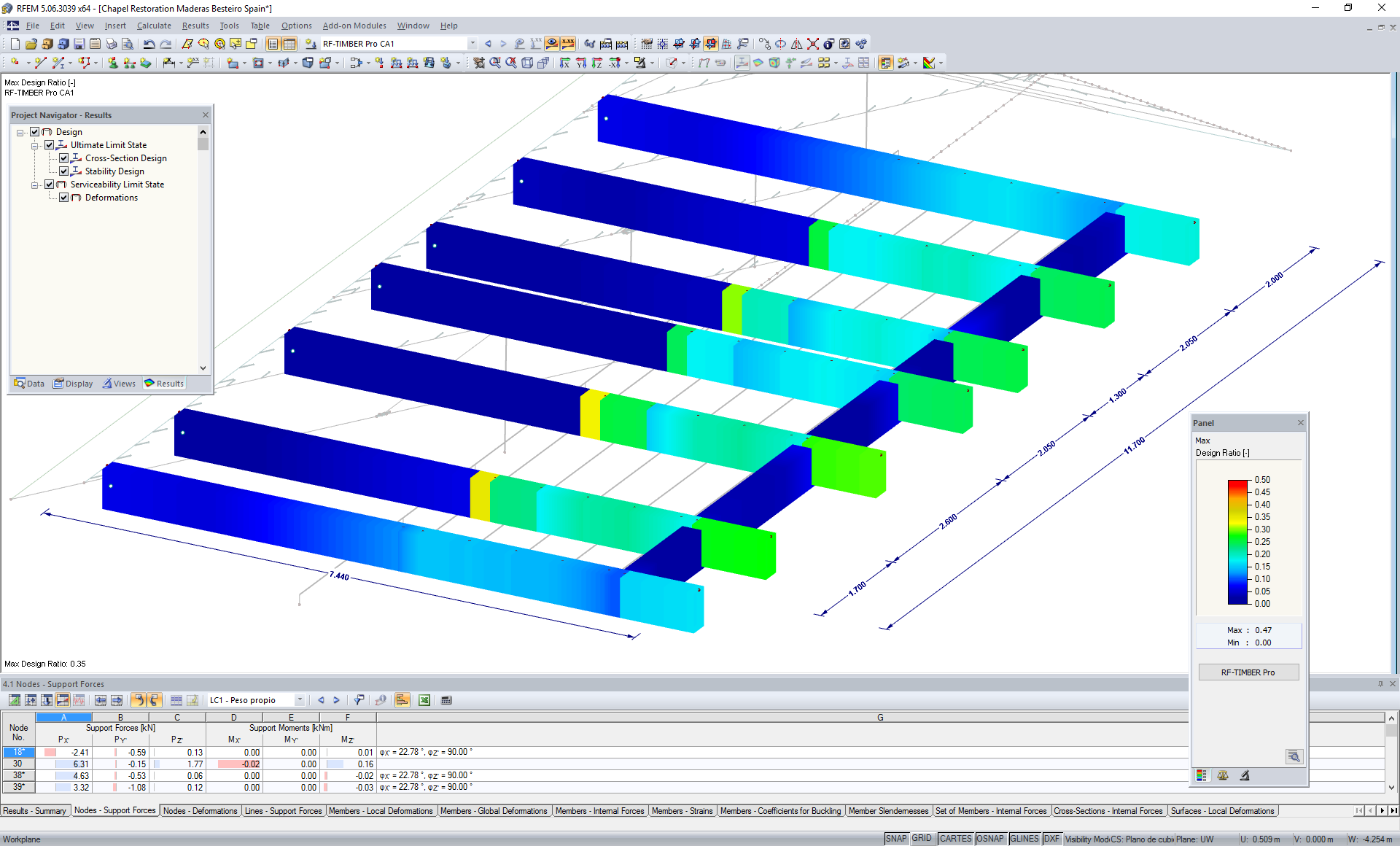 Dimensionamento de vigas principais no módulo adicional RF-TIMBER Pro (© Maderas Besteiro SL)