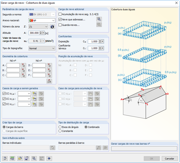 Schneelast nach Eurocode generieren