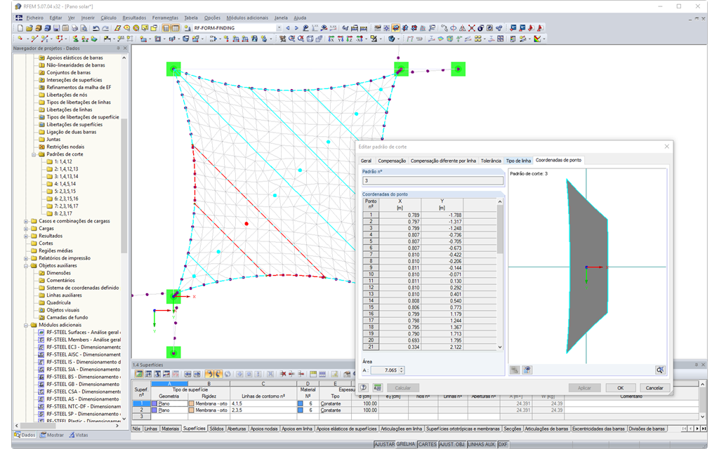 Darstellung der Schnittmuster im RFEM-Modell