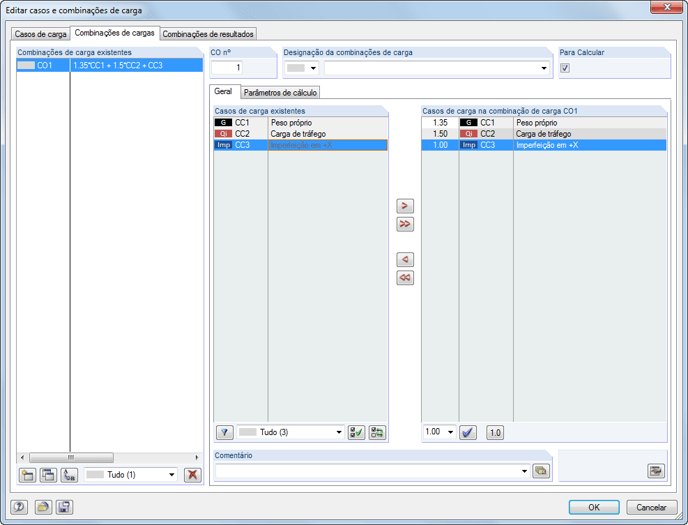 Ersatzimperfektion in einer Lastkombination