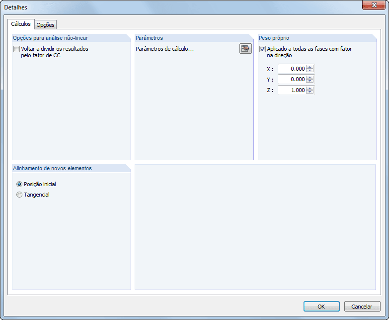 Detaileinstellungen für Berechnung