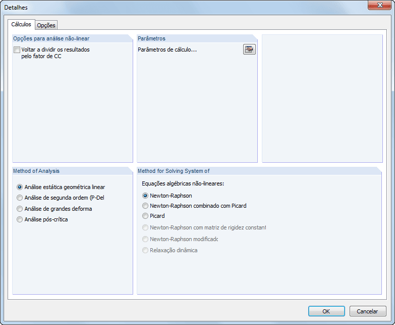 Detaileinstellungen für die Berechnung