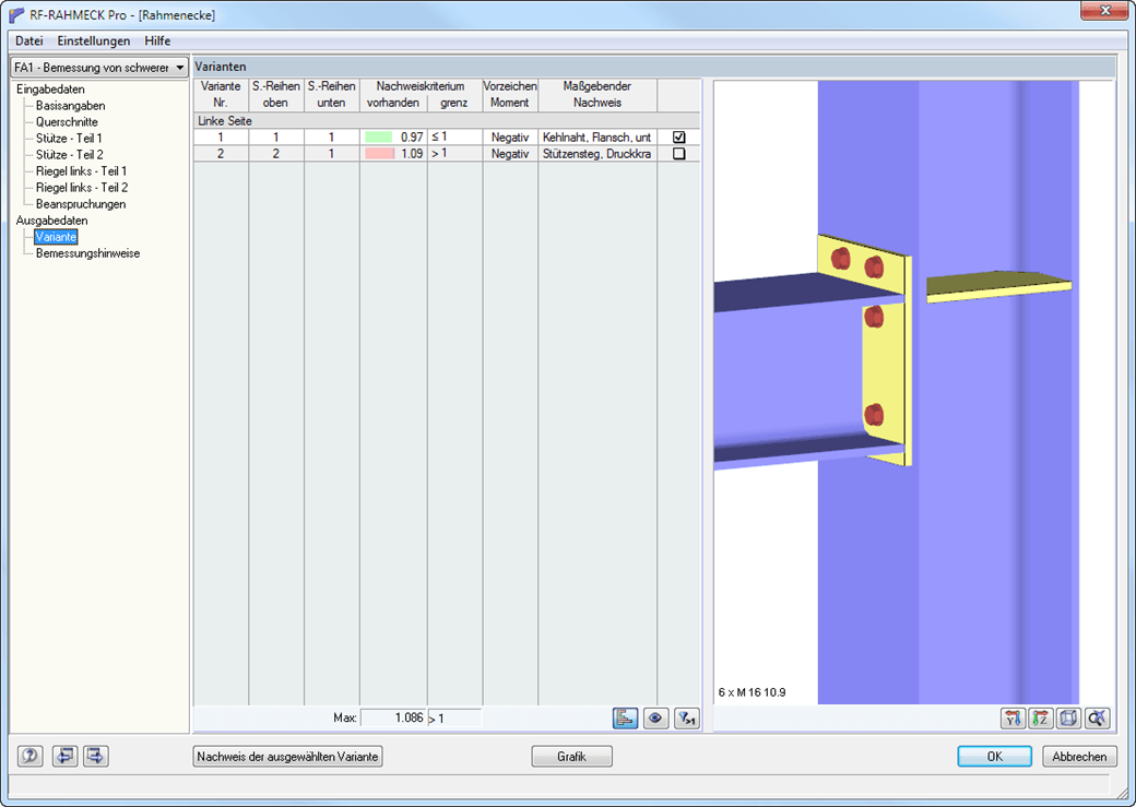 Varianten der Vorauslegung
