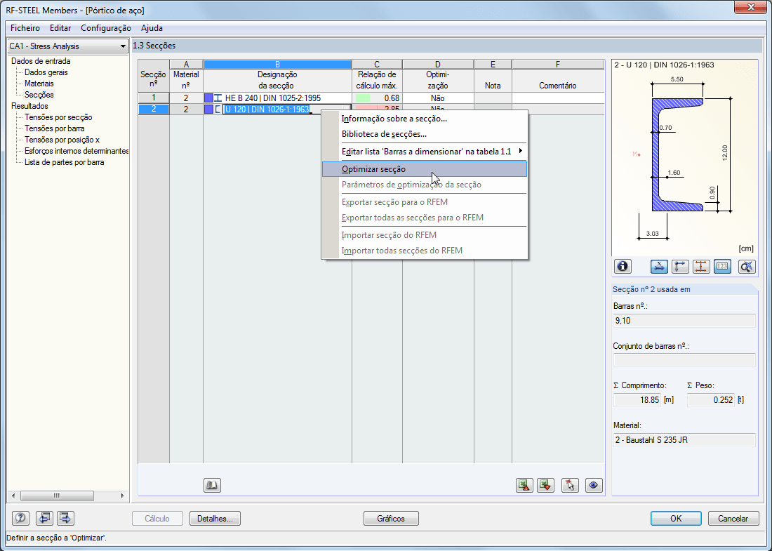 Optimierungsmöglichkeit von Querschnitten