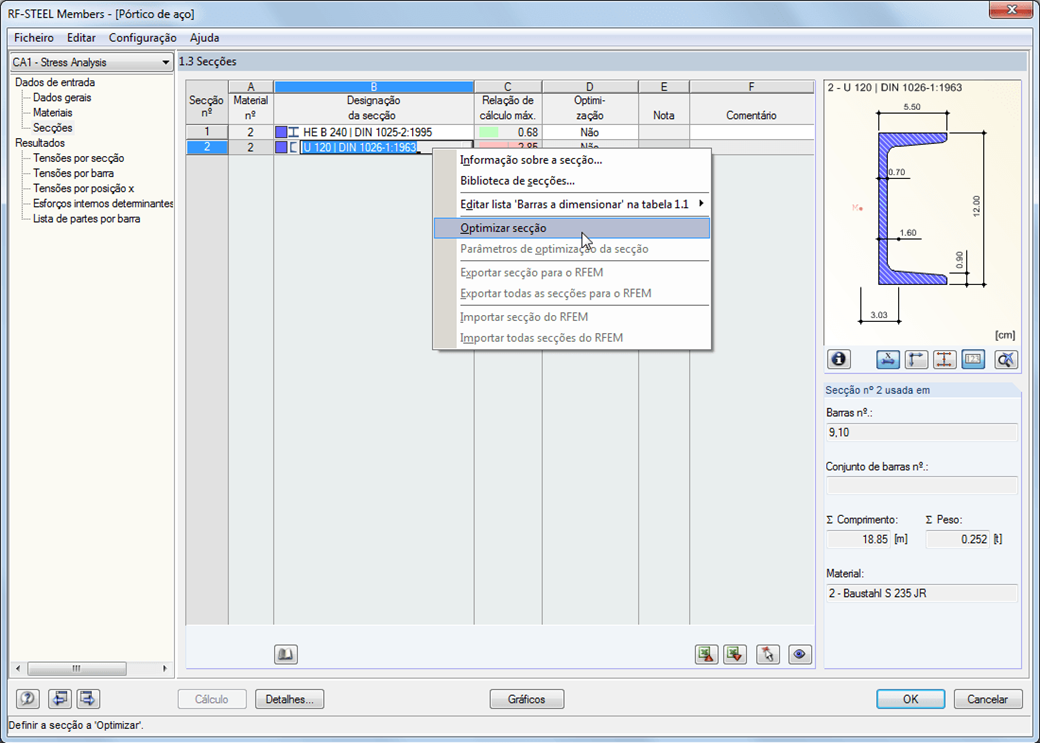 Optimierungsmöglichkeit von Querschnitten