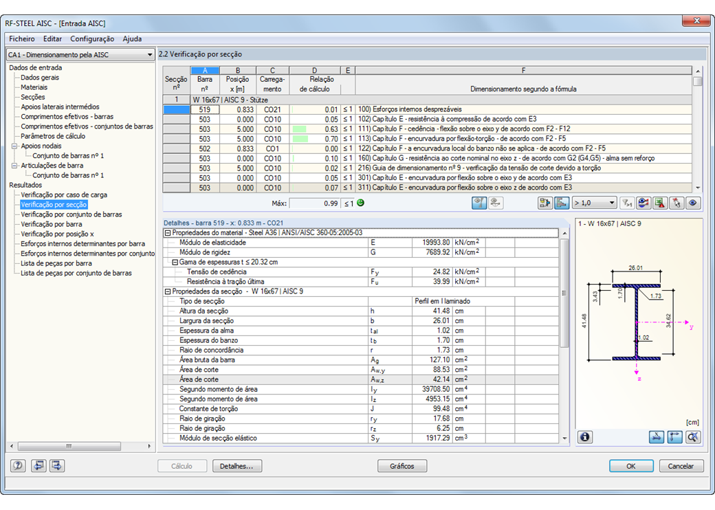 Maske 2.2 Ergebnisse querschnittsweise