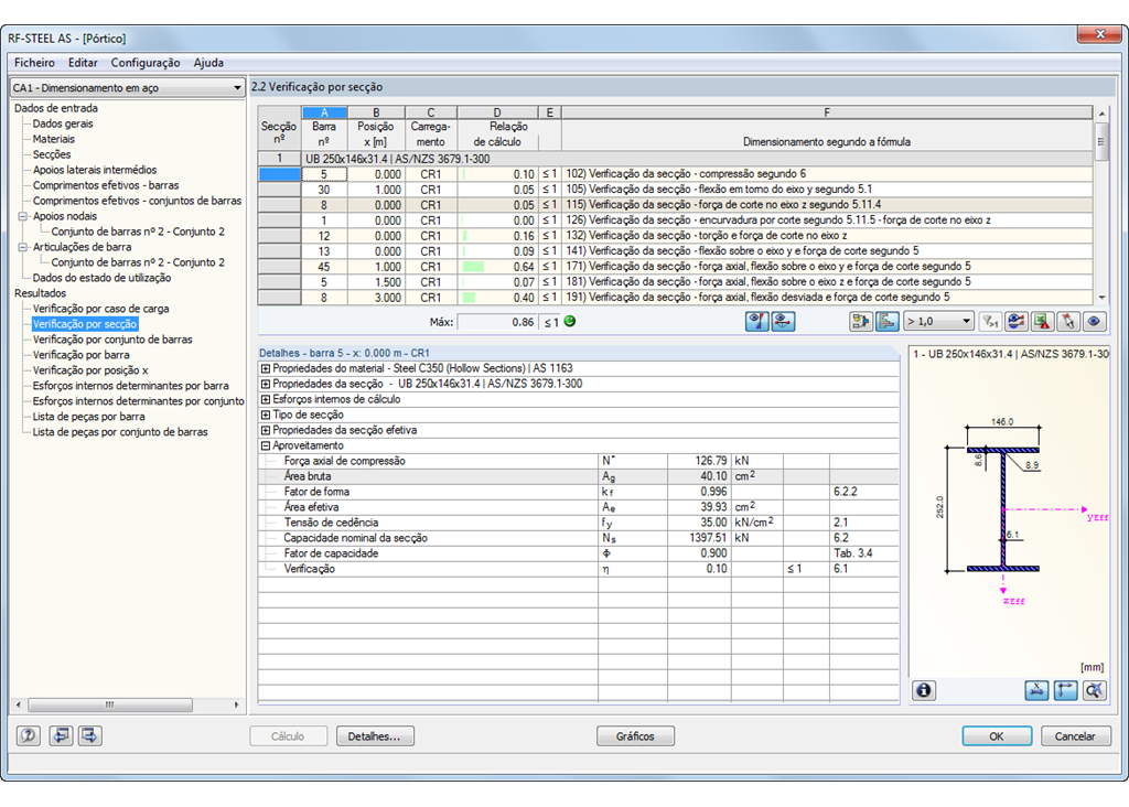 Maske 2.2 Nachweise querschnittsweise