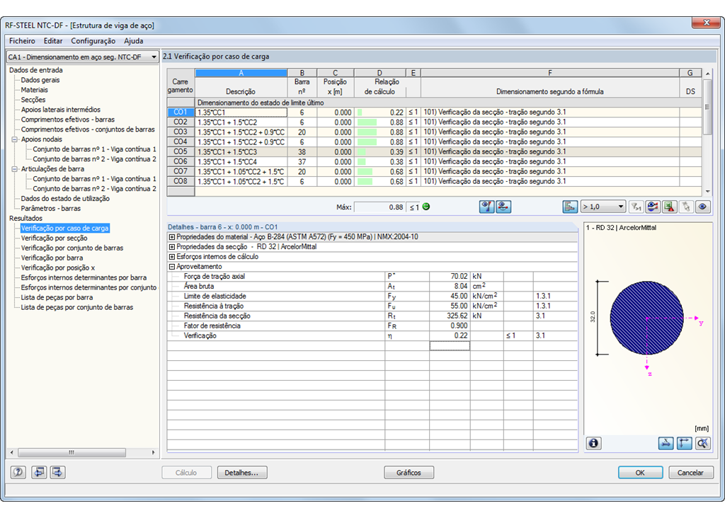Maske 2.2 Nachweise querschnittsweise