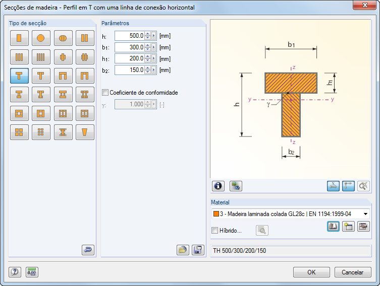 Eingabe eines zusammengesetzten T-Querschnittes