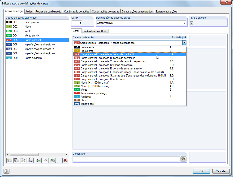Zuordnung der Einwirkungstypen zu den Lastfällen