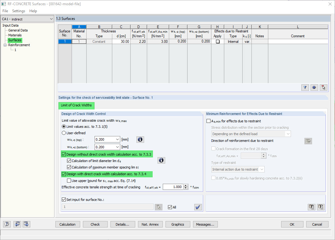 Método para limitar a largura de fendas