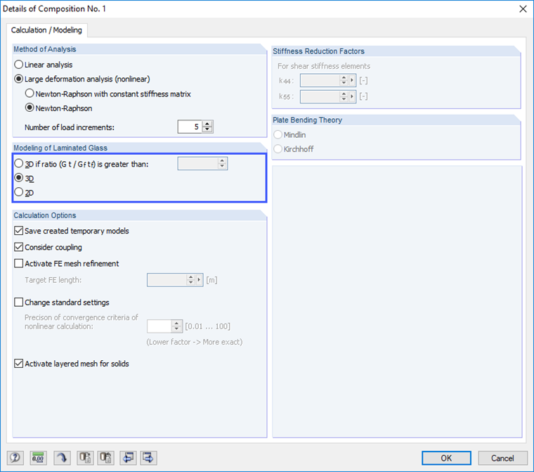 Parâmetros e opções