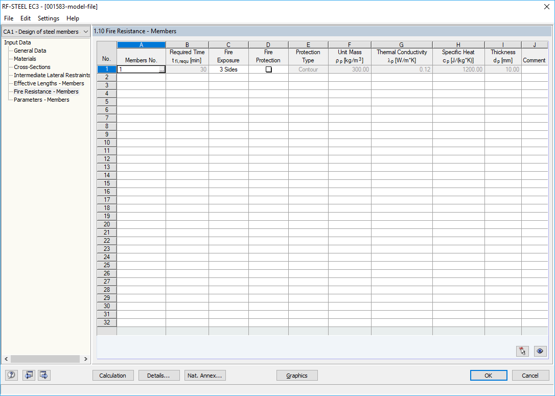 Janela 1.10 Resistência ao fogo - Barras