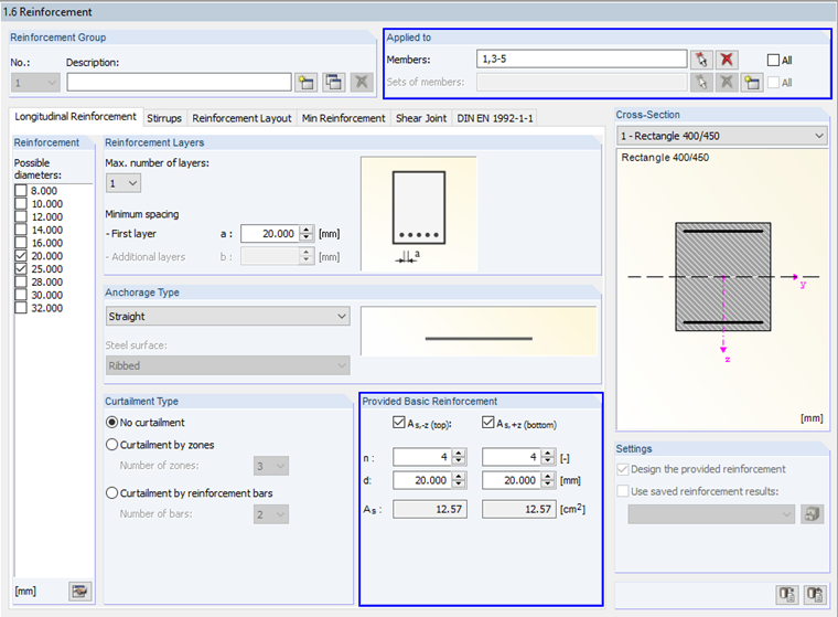 Definição da armadura básica fornecida