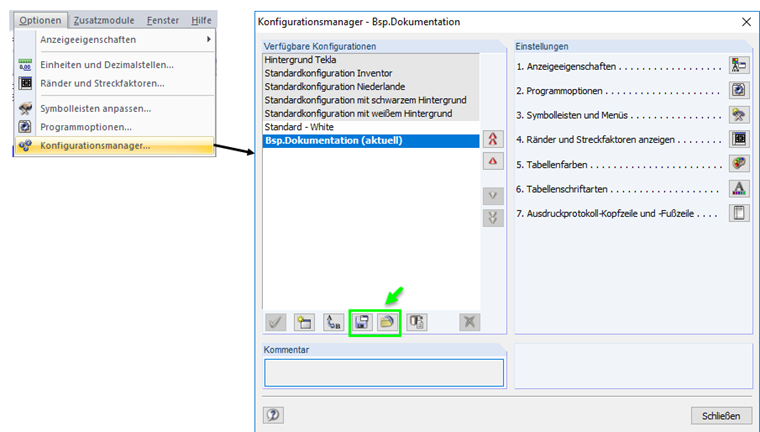 Salvar e importar configuração