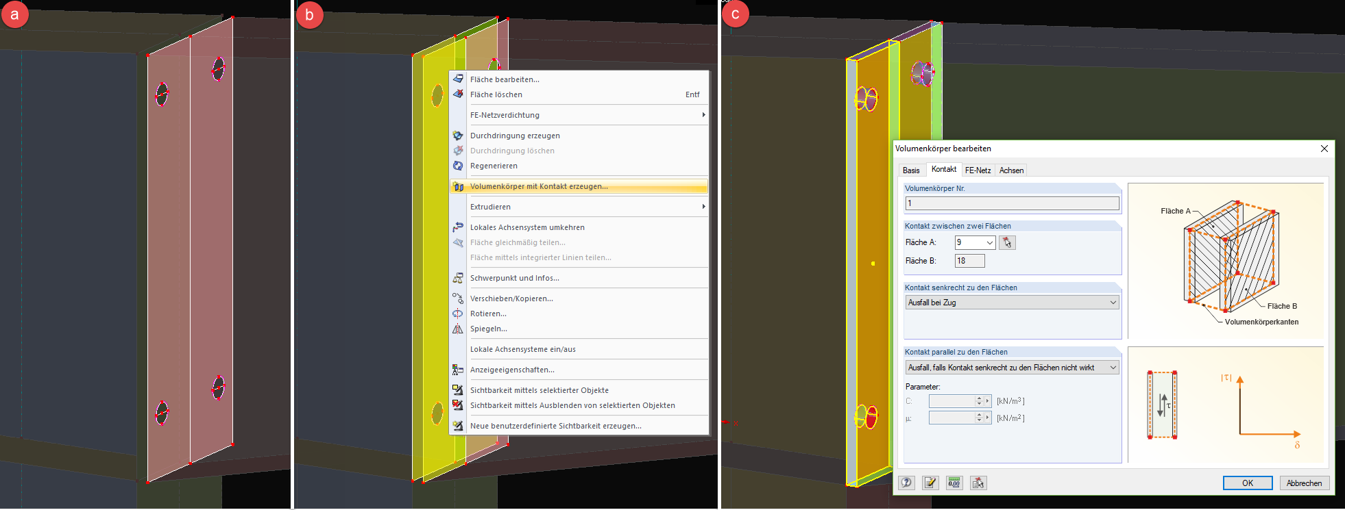 Abertura completa de buraco de perfuração e criação de sólido de contacto