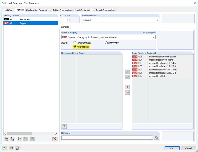 Consideração alternativa de casos de carga variável