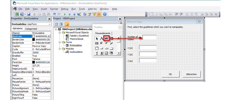 Janela de entrada de dados