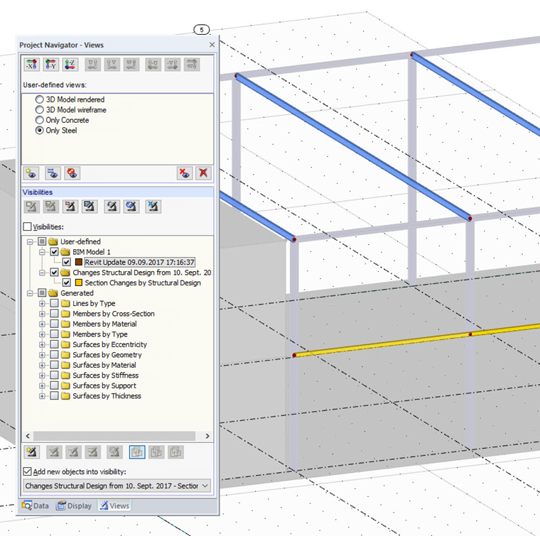 Marcação e visualização de alterações no software de análise estrutural RFEM através de visibilidades