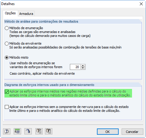 Ativação de esforços internos médios no RF-CONCRETE Surfaces