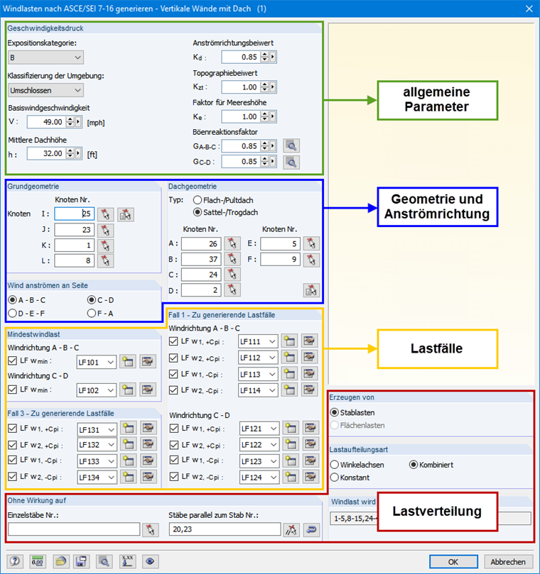 Dialog 'Windlasten nach ASCE/SEI 7-16 generieren'