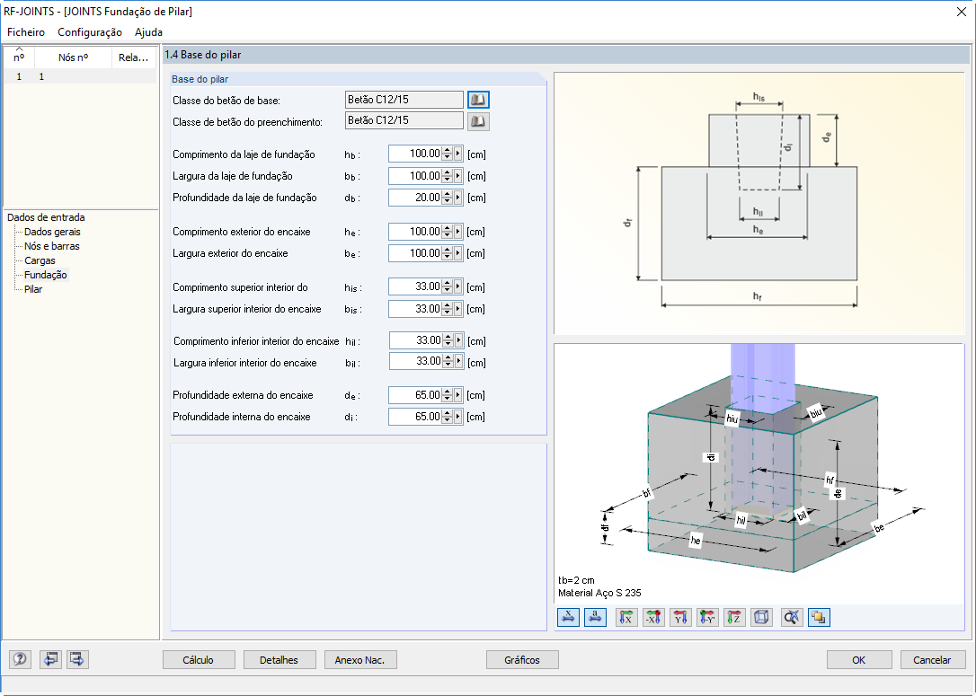Janela 1.4 Base de pilar no RF-/JOINTS