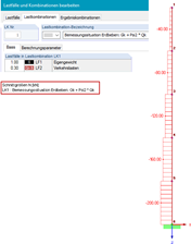 Definição de uma combinação de cargas para a situação de dimensionamento de sismo (Equação 2) e das forças axiais resultantes. Estas forças axiais são utilizadas para determinar a matriz de rigidez geométrica.