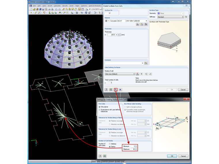 Criar superfícies das células
