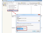 Festlegung des Standardprogramms im Projektmanager