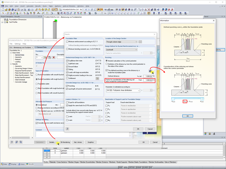 Fator para consideração do alívio de pressões do solo