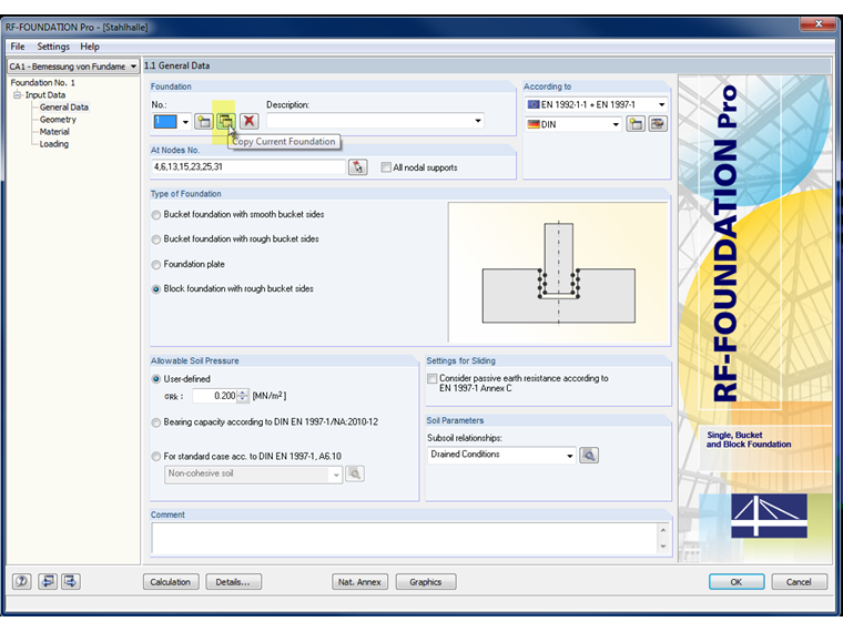 Função de cópia no RF-/FOUNDATION Pro