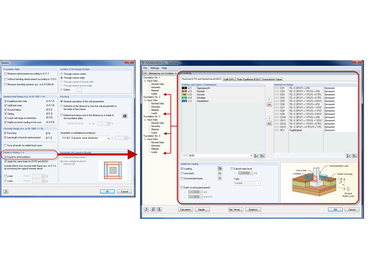Identische Lasten für alle Fundamente