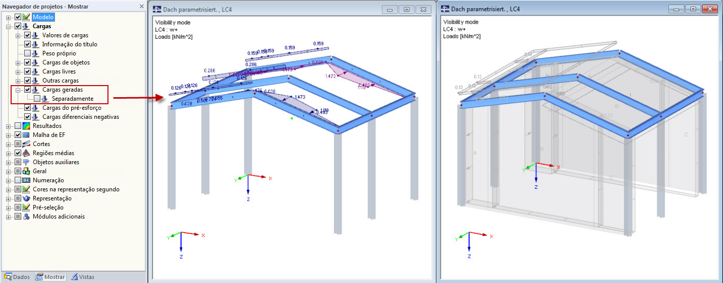 Utilizar o modo de visibilidade com cargas geradas