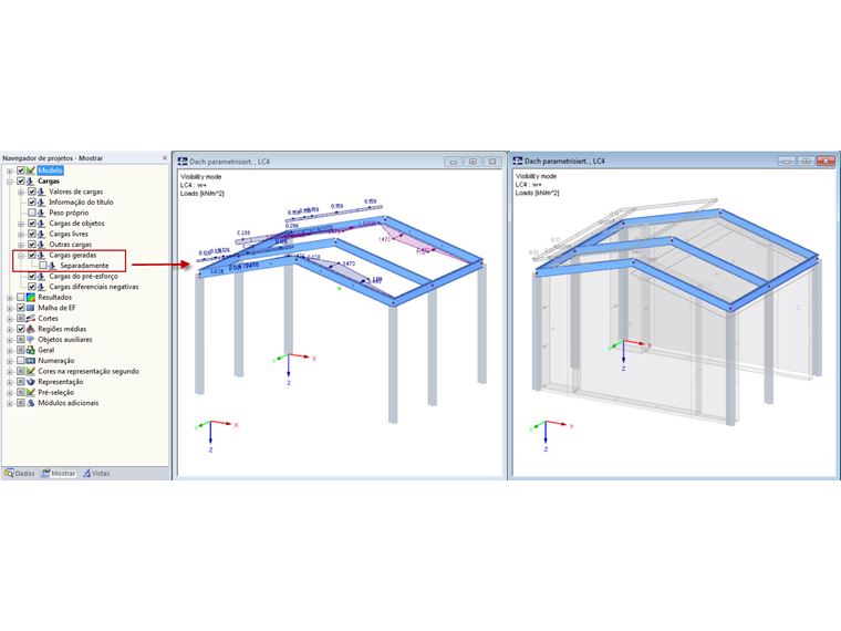 Utilizar o modo de visibilidade com cargas geradas