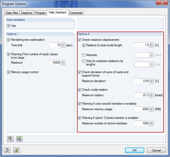Utilizar as opções II no Help Assistant