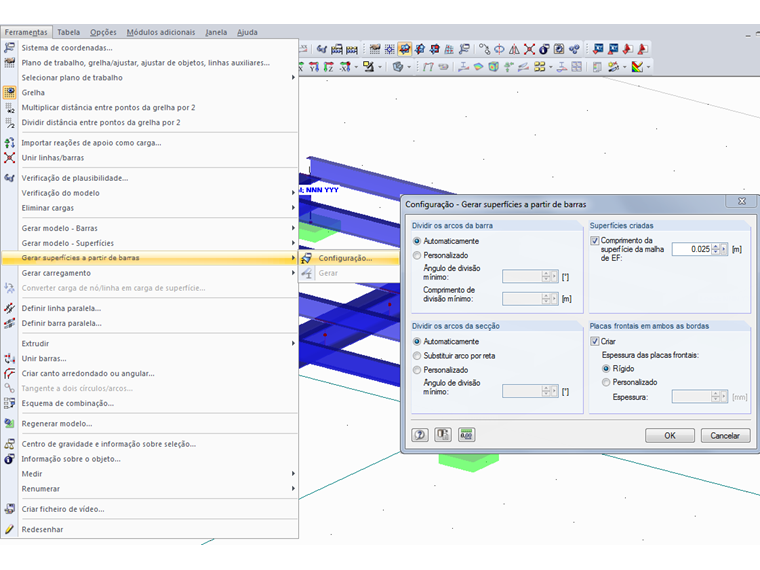 Gerar superfícies a partir de barras