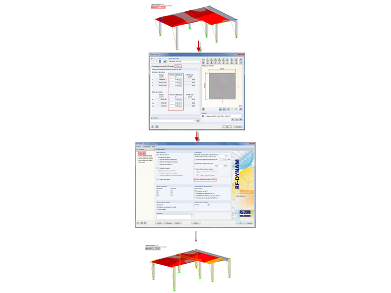 Frequência natural da estrutura antes de reduzir a rigidez