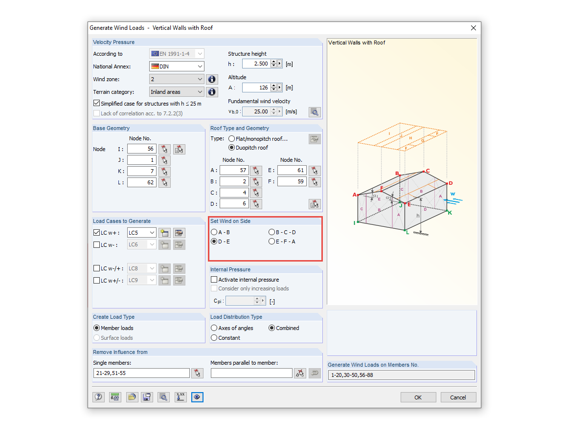 Definir direção do vento no gerador de vento