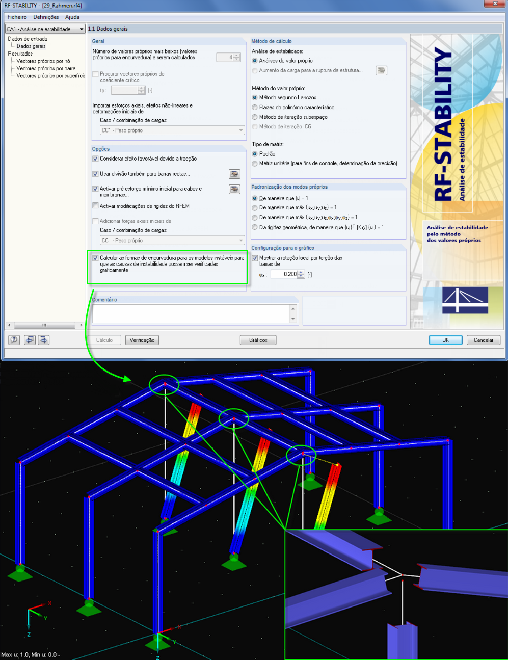 Dlubal RF-STABILITY - Localizar sistemas de instabilidade